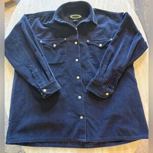 Navy Corduroy Button-Up Shirt